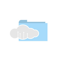 Flat folder cloud data management icon vector