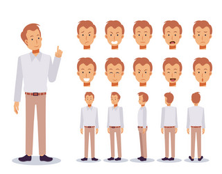 Front side back view animated character flat vector