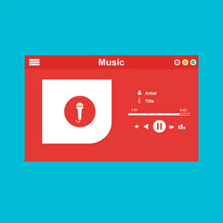 media player application app template with flat vector image