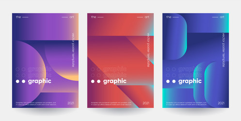 minimalist posters set with gradient shape vector image