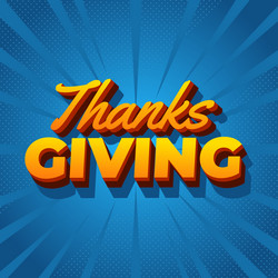 thanksgiving text effect in bold font with 3d vector image