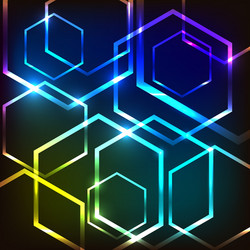 abstract colorful glowing background with hexagons vector image