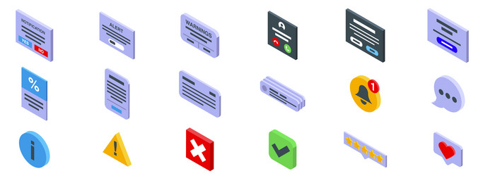alert box ui icons set notification showing vector image