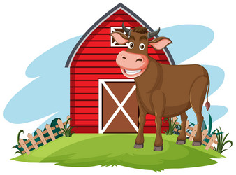 Red barn farm scene Royalty Free Vector Image - VectorStock