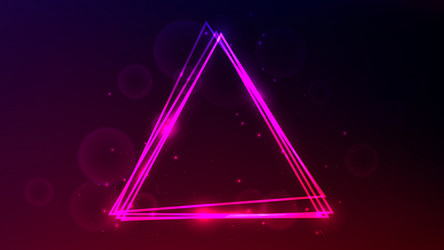 neon triangular frame with shining effects vector image