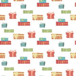 Pattern colorful xmas gift boxes on white backdrop vector