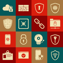 set shield with wifi wireless internet network vector image