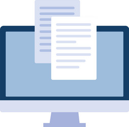 desktop computer screen with sheet paper vector image