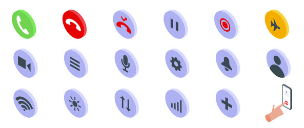 end call icons set hand using smartphone app vector image