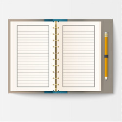 Open realistic notebook with pages diary office vector