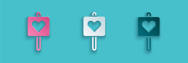 paper cut map pointer with heart icon isolated vector image