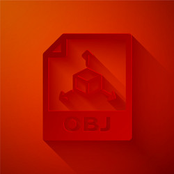 Paper cut obj file document download button vector