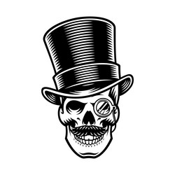 barber skull with top hat Vector Image