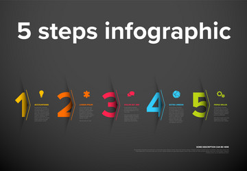 Five steps progress template with big arrows vector