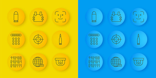 set line binary code password protection target vector image