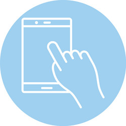 hand using tablet device block style icon vector image