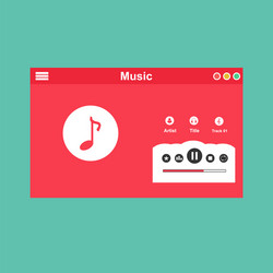 media player application app template with flat vector