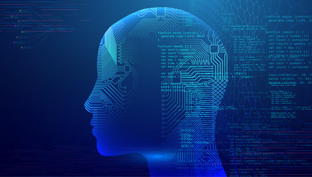 Artificial intelligence head city human Royalty Free Vector