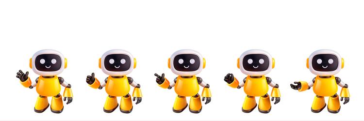 yellow and white robots in various poses vector image