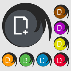 add file icon symbols on eight colored buttons vector image