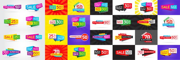 Big set of sale signs banners posters cards vector