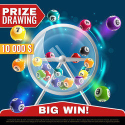 lottery machine wheel drum with lotto balls vector