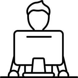 man at computer icon outline style vector image