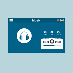 media player application app template with flat vector image