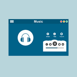 Media player application app template with flat vector