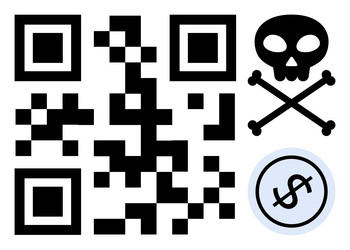qr code with skull and crossbones warning vector image