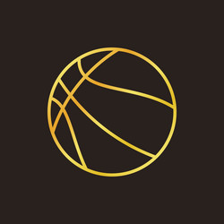 Basketball ball concept linear golden icon vector