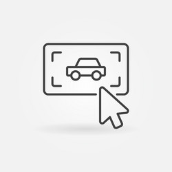 click on button with a car simple outline vector image