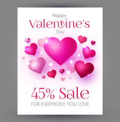 Happy valentine s day design template with glossy vector