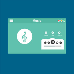 media player application app template with flat vector image