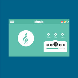 media player application app template with flat vector
