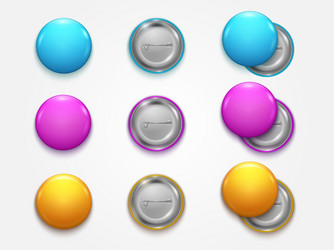 realistic 3d empty color blank circle button badge vector image