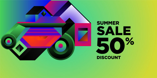 summer sale 50 discount with geometric colorful vector