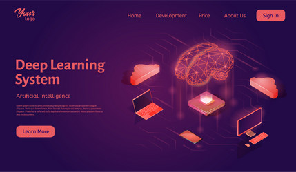 deep learning system landing web page template vector