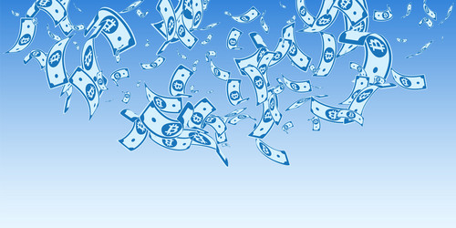 bitcoin internet currency notes falling random b vector image