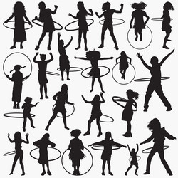 Hula Hoop Silhouettes - Fitness & Recreation Vector Image