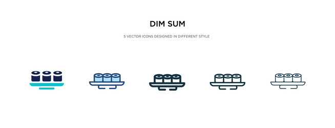 dim sum icon in different style two colored vector image