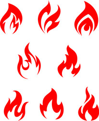 Red Fire Flames Collection Vector Image