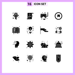 Set 16 solid glyphs on grid for tag interface vector