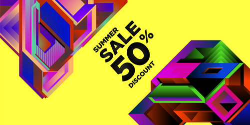 summer sale 50 discount with geometric colorful vector