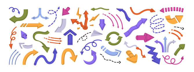 colorful arrows set pointers symbols in different vector image
