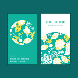 Emerald flowerals vertical round frame Royalty Free Vector