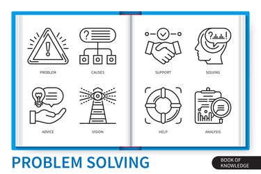 problem solving infographics linear icons vector