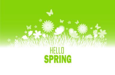 Spring background with green grass and flowers Vector Image