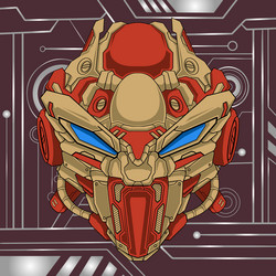 Head robot warrior cyborg knight detail Royalty Free Vector