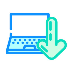 Laptop downloading data computer color icon vector